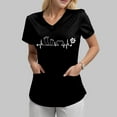 thumbnail image 4 of NIEWTR V Neck Pattern Print Scrub Tops Women Comfortable Durable Medical Uniform Blouses with 2-Pockets(Black,L), 4 of 4