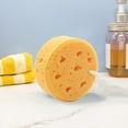 thumbnail image 5 of Honeycomb Bath Sponge | Round Seaweed Body Scrubber | Soft Exfoliating Sponge for Kids & Adults | Orange Color | 11.5x5cm | Includes Hanging Rope, 5 of 6