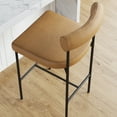 thumbnail image 6 of Nathan James Dahlia Counter Heigh Barstool Chair with Back, Black Mid-Century Metal Legs and Brown Leather Cushions, 6 of 8
