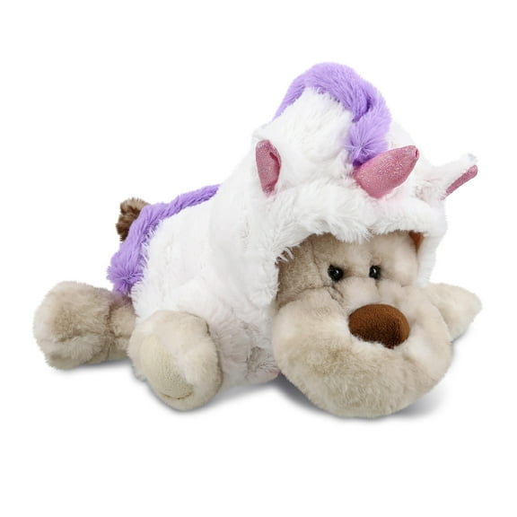 DolliBu Lying Dog Unicorn Plush Stuffed Animal Toy - Super Soft Dogcorn Dress Up with Removable Unicorn Plush Outfit, Cute Fantasy Gift - 14 Inches