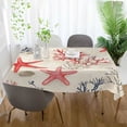 thumbnail image 3 of Yayeee Tablecloths 60" x 90" Rectangle Wrinkle Resistant Party Table Cover, Light Red Starfish, 3 of 8