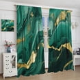 thumbnail image 3 of Marble Curtains,Emerald Green Abstract Marble Gold Texture Home Decor Drape for Bedroom Living Room Kitchen Window Treatment Set -42"W x 63"L (Pack of 2), 3 of 7