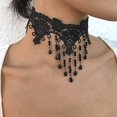 thumbnail image 5 of 1 Uds. Gargantilla de encaje negro, collar de cuentas, collares con borlas, Gargantilla de flores huecas góticas, accesorios de joyería para mujeres y niñas ER, 5 of 5