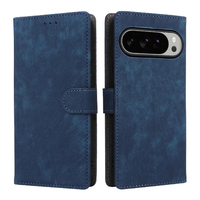 Phone Wallet Case for Google Pixel 10 Pro XL with Stand - Leather Folio Cover & Card Slots Blue