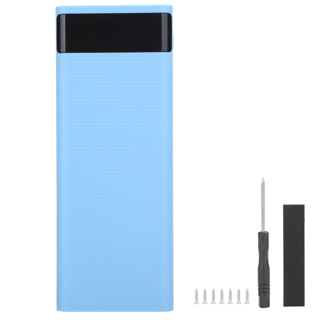 Estuche para banco de energía 8x18650 con carga rápida, kit de bricolaje con USB, soporte para batería, caja de carga, color azul