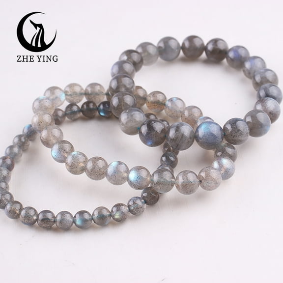 Zhe Ying Natural Labradorite Beads Bracelet Healing Energy Gemstone Stretch Men Women Bracelets Surprise Jewelry Gift