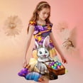 thumbnail image 7 of SGFCWSX Little Girls Dress Flutter Sleeve Bunny Print Tiered A-Line Summer Casual Swing Dress for Kids Multicolor Size 7, 7 of 7