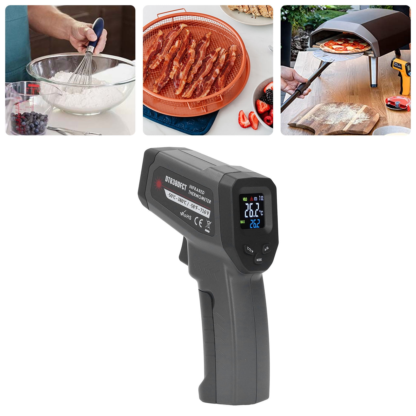 Infrared  Temperature , Accurate Measurement Infrared  12:1 Emissivity with Low Power Indicator for BBQ