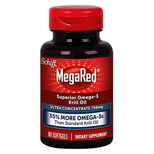 MegaRed Ultra Concentration 750mg Omega-3 Krill Oil with EPA/DHA & Astaxanthin-30% more Omega-3s per mg-Phospholipid Omega 3s for Easy Absorption-Limited size of 80 Softgels Total
