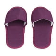 thumbnail image 4 of 20 pares de pantuflas desechables de hotel, suaves y transpirables, pantuflas portátiles de lino para invitados, para hombres y mujeres que viajan, con punta abierta, color morado, 4 of 14