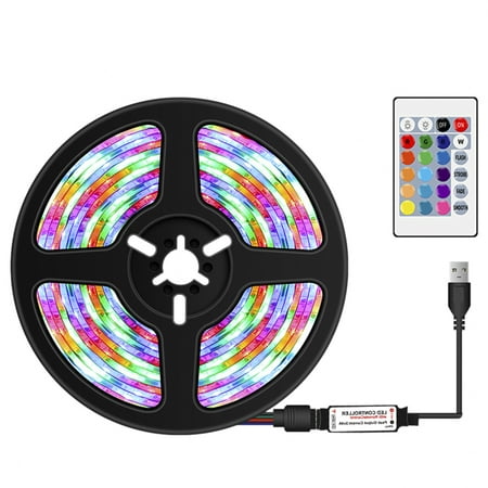 

Aibecy USB Dimmable RGB Colorful LEDs Strips Light with IR Remote Control 16 Colors & 4 Lighting Modes 180LEDs Rope Light for TV Computer Desktop Background Home Kitchen Decorative Lighting