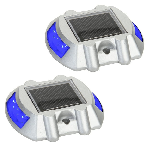 NEW Solar Power LED Road Stud Driveway Pathway Stair Deck Dock Lights (2 Pack)