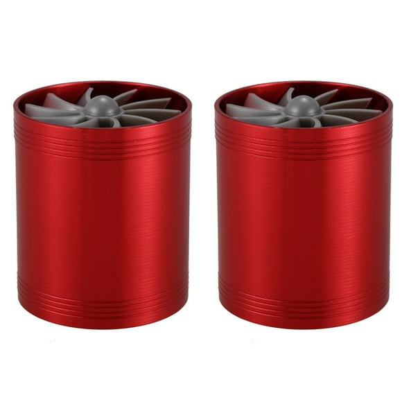 2X Double Turbine Turbo Charger Intake Gas Fuel Saver Fan for Car (Red)