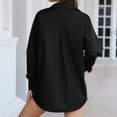 thumbnail image 4 of JNGSA Women's Classic-Fit Button-Down Shirts Loose Lapel Long-Sleeve Shirts Solid Color Business Casual Dressy Blouse Black M, 4 of 4