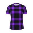 thumbnail image 5 of Wukai Purple Buffalo Plaid Print Men's Short-Sleeved Mesh T-Shirt,Quick-Dry Short Sleeve Workout T-Shirt-X-Small, 5 of 8