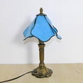 thumbnail image 4 of Stained Glass Table Lamp(7.87*14.17 in) Traditional Handicrafts Art Style Desk Lamp Gorgeous Reading Table Lamp For Bedrooms, Bedside, Living Room, Home Office, Gift For Mother.Sky Blue, 4 of 9