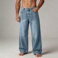 thumbnail image 2 of HOMADLES Men's Wide Leg Jeans Loose Fit Stretch Soft Casual Pants Side Pocket Fashion Pants Light Blue Size S, 2 of 8