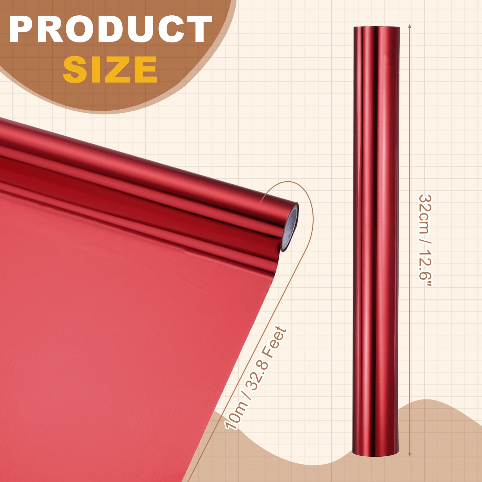 Uxcell Heat Foil Transfer Paper Roll, 12.6 in x 32.8 ft Heat Activated Foil Sheets Toner Reactive Laminator Laser Printer Hot Stamping Sheet for DIY Card Scrapbooking, Red