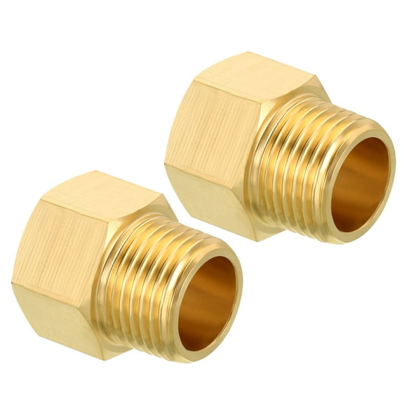 1/2 NPT NPT Male x 1/2 NPT NPT Female Brass Pipe Fitting Hex Reducer Adaptor, 2 Pack