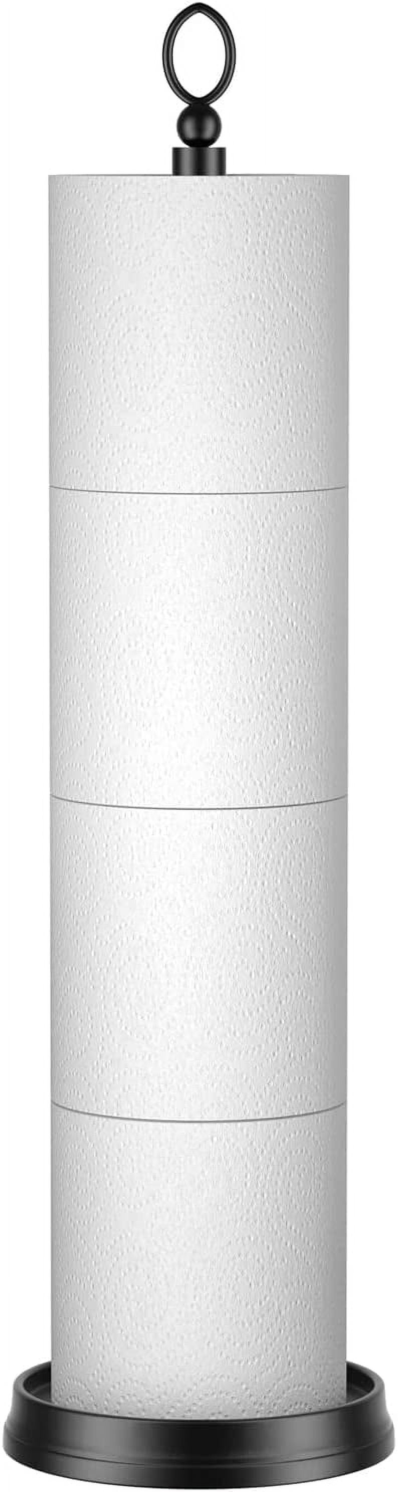RGHJAR-Heavy Weighted Toilet Paper Holder (with Reserve Function) Free Standing, Spare Toilet Paper Roll Storage Stand for Bathroom Total Height 22.5" Matte Black