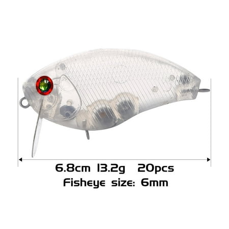 FREE FISHER 20pcs Lure Blanks Fishing Crankbait Unpainted Fishing Lures Blank Hard Lures Kit Fishing Topwater Lures 6.8cm 13.2g
