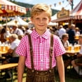 thumbnail image 6 of Boys Button Down Shirts Checked Short Sleeve Collared Shirt With Print Comfortable Classic Boys Daily Wear Casual Tops, 6 of 6