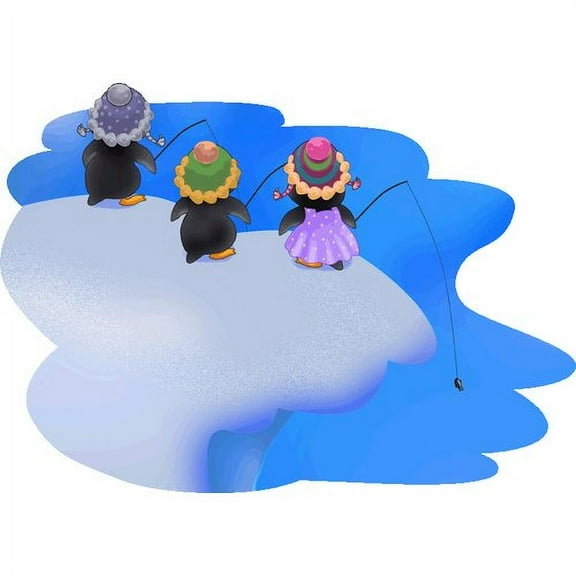 Wallhogs Penguins Fishing II Wall Decal