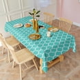 thumbnail image 2 of Turquoise Geometric Quatrefoil Pattern Rectangle Tablecloth 60"x102",Waterproof Polyester Rectangle Table Cloth, Wipeable Spillproof Polyester Tablecloth for Dining, Camping, Indoor and Outdoor, 2 of 6
