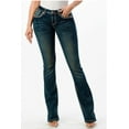 thumbnail image 2 of Grace in LA Women's Horseshoe Floral Embroidered Pocket Bootcut Stretch Jeans (29, Blue), 2 of 3