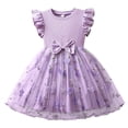 thumbnail image 2 of Girls Spring Dress Floral Embroidery With Bow Tie Puffed Sleeves Casual Toddler Kids Dresses for Holiday Party, 2 of 9