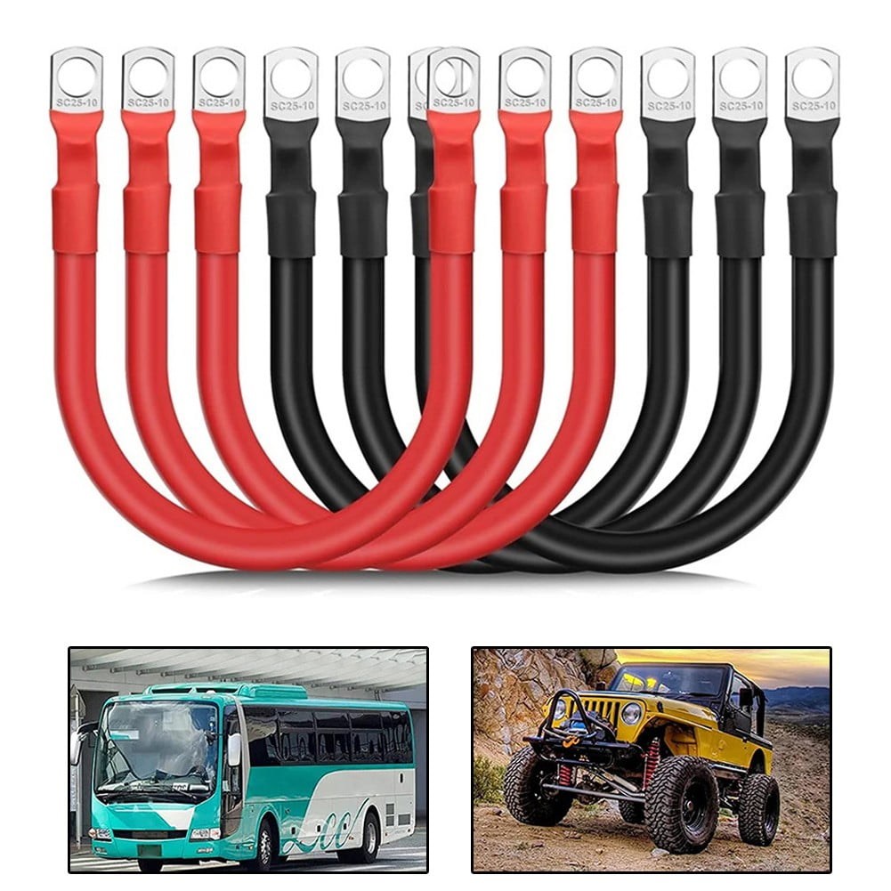 6PCS 4AWG Battery Cables 12inch Marine Battery Inverter Cables Setfor Automotive