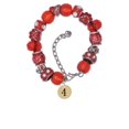 thumbnail image 2 of Delight Jewelry Goldtone Disc 1/2'' Number - 4 - Red Paw Print Bead Bracelet, 7"+2", 2 of 4