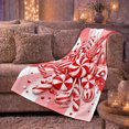 thumbnail image 6 of Peppermint Candies with Candy Canes Lollipops and Pink Striped Burst, Cheerful Holiday Style for Candy Lovers, Soft Flannel Blanket for Playroom and Family Room, Christmas Gift, Home Decor, 6 of 9