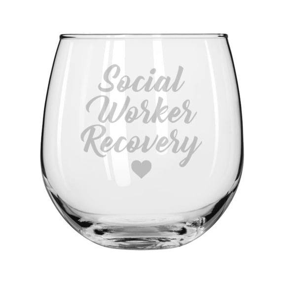 Wine Glass for Red or White Wine Gift Social Worker Recovery (16 oz Stemless)