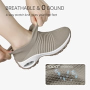 STQ Women's Walking Shoes Slip on Breathable Sneakers Taupe US 8