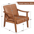 thumbnail image 4 of Alden Design Mid-Century Modern Accent Chair with Wooden Frame, Light Brown Faux Leather, 4 of 8