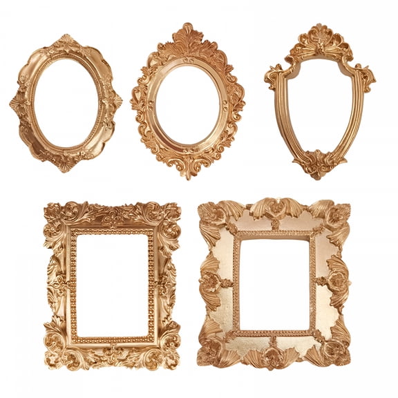 LAMIRO 5 Pcs Vintage Decor Photo Frame Antique Gold Retro Picture Display Mini European Style
