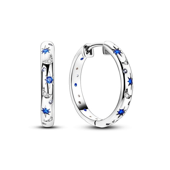 NARMO 925 Sterling Silver Blue 5A Zircon Brilliant Starlight Hoop Earrings for Women Jewelry Making