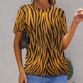 thumbnail image 6 of Animal Print Patterns Women's Short Sleeve T-Shirt Crew Neck Casual Summer Trendy Loose Fit Tops, 6 of 6
