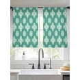 thumbnail image 2 of Teal Green Floral Sheer Curtains 45 Inch Length 2 Panels Set Window Treatments, Spring Flowers Modern Abstract Art Farmhouse Rod Pocket Semi Curtains for Living Room/Bedroom/Kitchen, 104"W x 45"L, 2 of 7