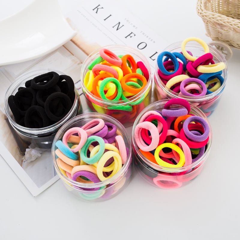200pcs Scrunchies Tiny Clear Hair Elastic Ties Band Ponytail Holder Rubber