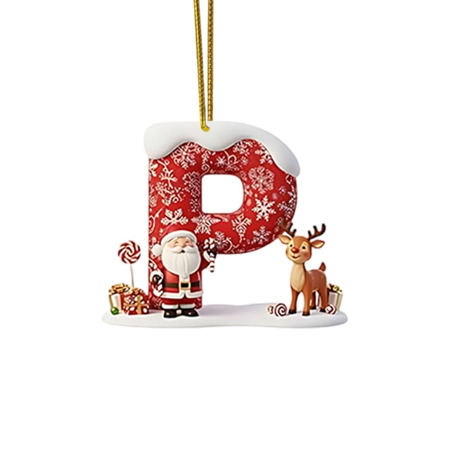 Christmas Tree Decoration 2D Acrylic Decoration Letter Pendant With 26 Letters Christmas Hanging Decoration DIY Crafts Christmas Home Decoration