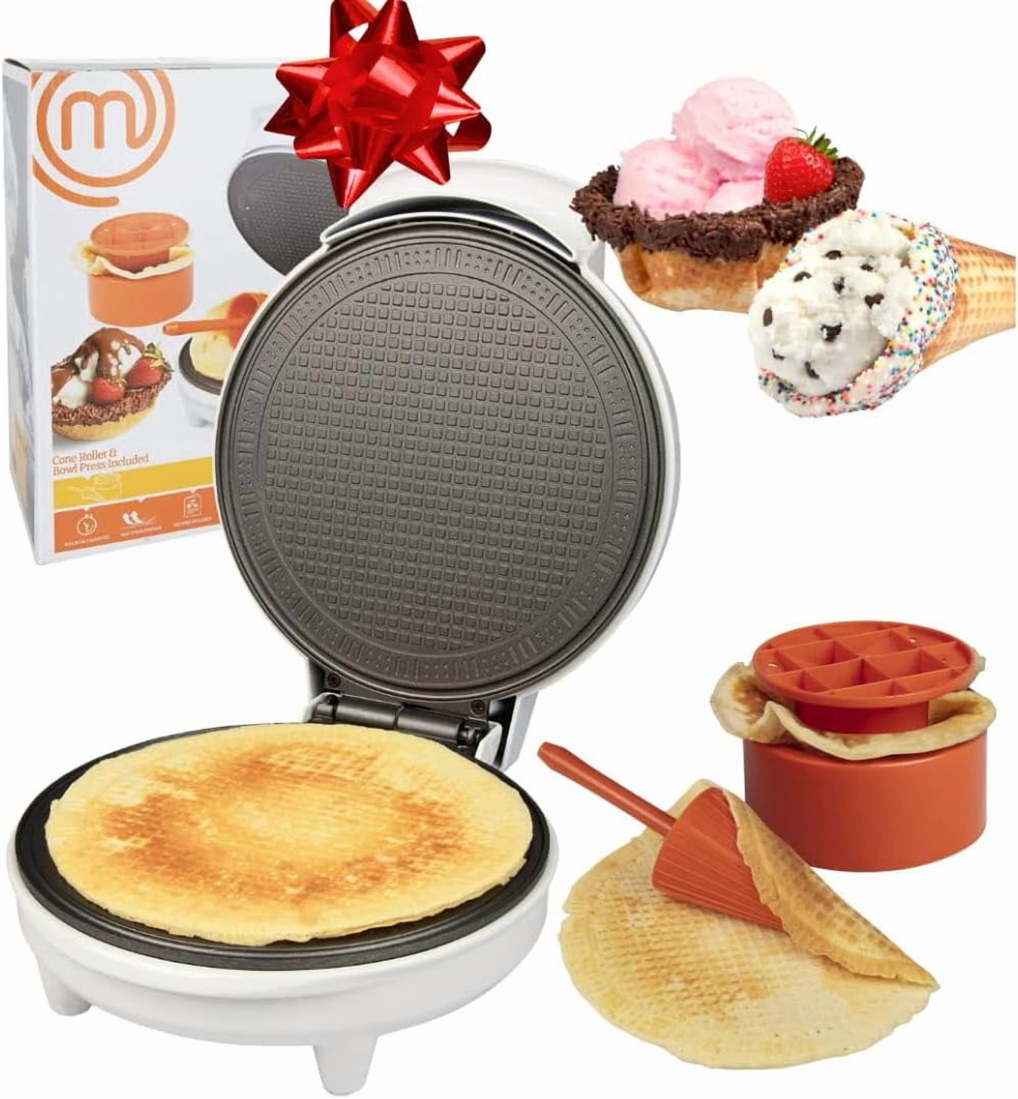 Waffle Cone and Bowl Maker with Shaper Roller & Press for Homemade Ice  Treats