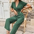 thumbnail image 6 of jsaierl Elegant Jumpsuit for Women Ladies Printed Summer Short Sleeves V-Neck Loose Long Rompers Jumpsuit, 6 of 9