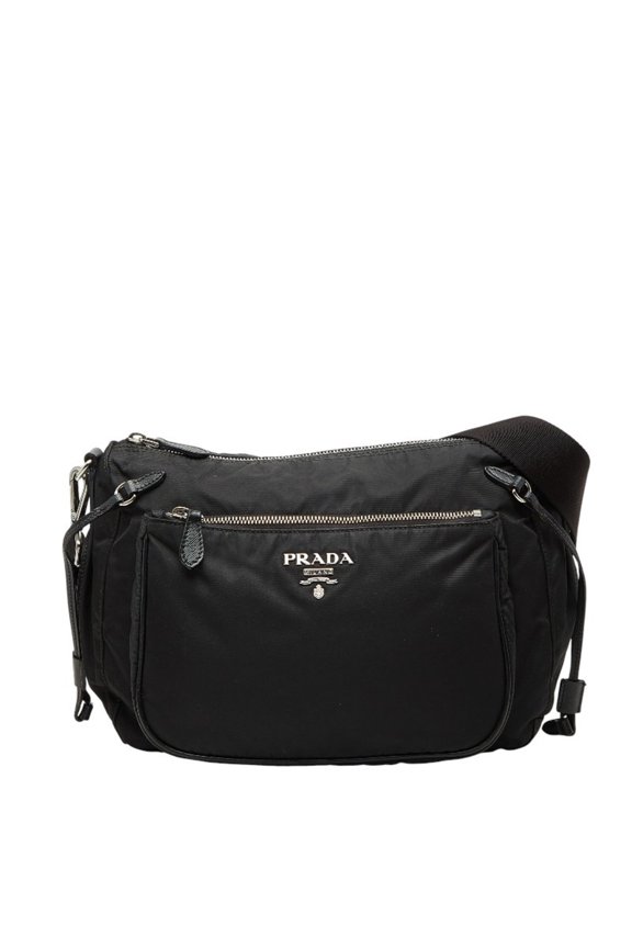 Pre-Owned Prada Logo Crossbody Shoulder Bag BT0689 Black Nylon Leather Women's PRADA