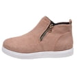 thumbnail image 3 of Willtoo Women's Faux Suede Ankle Boots, Round Toe Side Zip High Top Sneakers with Chunky Sole, Casual Non-Slip Walking Footwear, 3 of 6