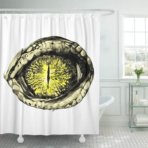 XDDJA White Alligator Eye of Crocodile Reptile Closeup Sketch Graphics Shower Curtain 60x72 inch