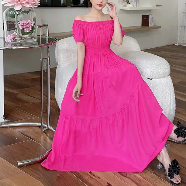 Prolriy Spring Summer Dresses for Women 2024 Off The Shoulder One