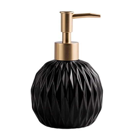 MATN 14oz Diamond Pattern Ceramic Round Hand Soap Dispenser - Refillable Liquid Soap Dispenser Lotion Dispenser with Pump for Hotels Bathroom Kitchen