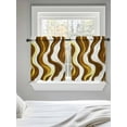 thumbnail image 5 of Brown Stripe Tier Curtains 24 Inch Length,Sheer Curtains for Bedroom Living Room,Gold Geometric White Coastal Wave Modern Ocean Rod Pocket Voile Drapes Kitchen Curtains for Window 27.5"x24" 2 Panels, 5 of 7